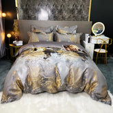 Luxury Black/Gold Jacquard And Egyptian Cotton Bedding Set | Yedwo